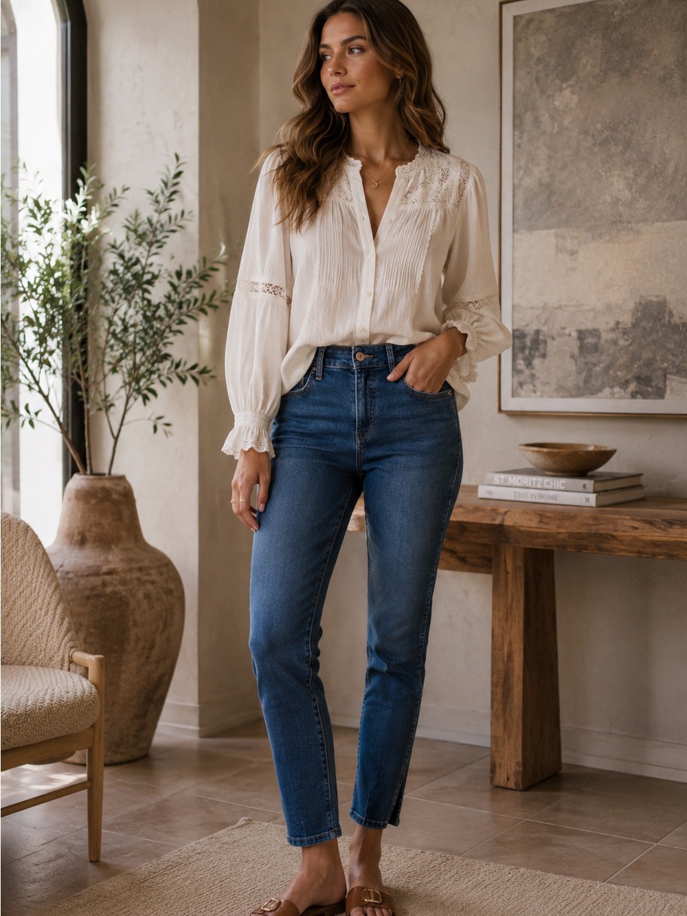 Anthropologie PILCRO Women's Jeans Size 28 Mid Rise Skinny Slit Hem Crop